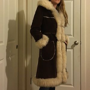 SOLD-Vintage Sheepskin Suede Shearling Winter Coat